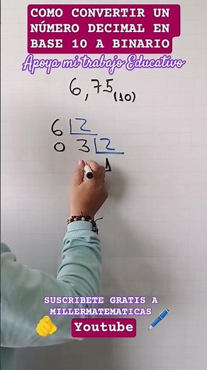 Como convertir un número decimal en base 10 a binario.