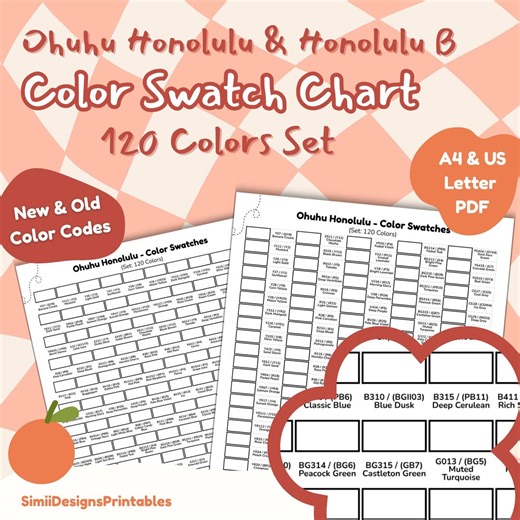 Ohuhu Honolulu 120 Color Swatch Chart | New & Old Codes (digital Download) - Etsy