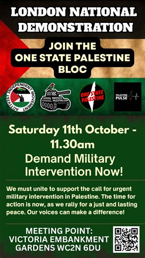 2.5K views · 61 reactions | Get to this One State Palestine bloc TOMORROW 11.30am at the London demo! #OneStatePalestine #FreePalestine | Workers Party of Britain | Facebook