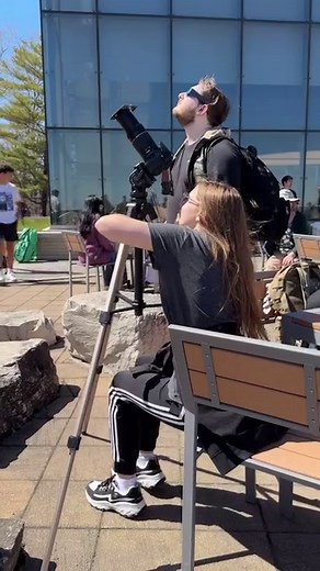 Students viewing the 2024 eclipse at Carthage College. #carthageviews #carthagecollege #eclipse #solareclipse2024 #kenoshawisconsin | Carthage College