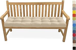 Outdoor Bench Cushion 39X14X2.36in Garden Bench Seat Cushion Patio Furniture Cushions Non Slip Tufted with Two Straps for Dining Swing Loveseat Indoor Bench Seat Pads,Color#1 Off-White