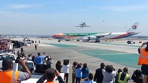 Space shuttle Endevour Lax fly over runway view | Night Monster