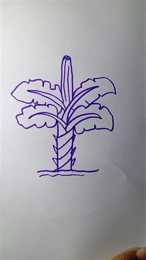 How To Draw Beautiful Tree Drawing Using Number 1 🌴🌴 #shorts #treedrawing #stepbystep #drawing