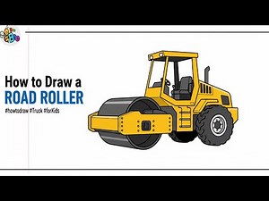 EASY!🚧 How to Draw a Road Roller Truck 🚧(Step-by-Step for Kids)