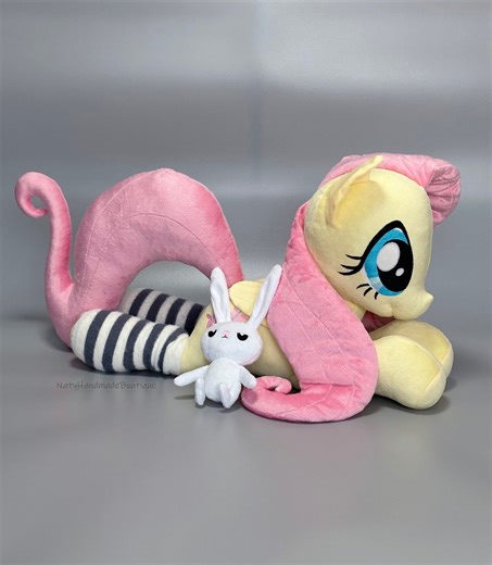 24" Big Plushie Pony Plush Fluttershy With Socks and a Pet Handmade - Etsy