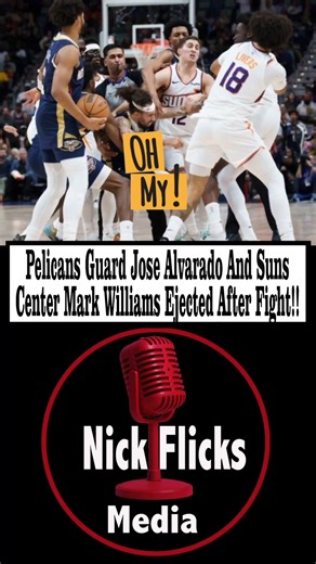 Pelicans Guard Jose Alvarado And Suns Center Mark Williams Ejected After Fight! ____________________ The 7-foot-1 Williams and 6-foot Alvarado exchanged punches following a foul call on Alvarado. Phoenix won 123-114 for a two-game sweep of a back-to-back set between the teams in New Orleans. Alvarado, an aggressive defender, was trying to fight through a ball screen set by Williams to keep pressure on Suns sharpshooter Collin Gillespie, who had made his first five 3-point attempts of the game. A
