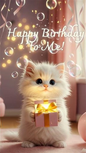 Cute Happy Birthday Animation — Fluffy Cat Moment