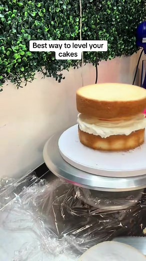 Always use a leveler if you want your cakes to have clean structure — it keeps each layer even and helps you get those sharp, professional edges 🎂✨ #cakedecorating #cakes #fyp #caketok #buttercream