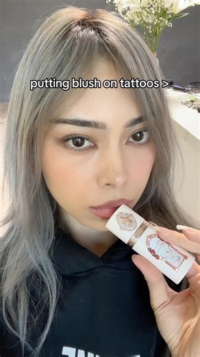 Wahmeko Wahyuni on Instagram: "being creative with tattoos :p blush from @flowerknows_global shade 05 #blush #tattoo #makeuplover #makeup #beauty"