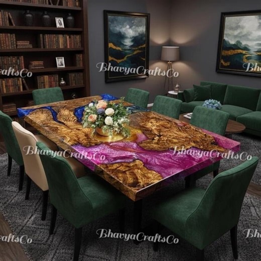 Large Live Edge Olive Wood Dining Table | Pink and Blue Epoxy Resin River Table | Modern Luxury Dining Room Furniture | Custom Kitchen Table - Etsy