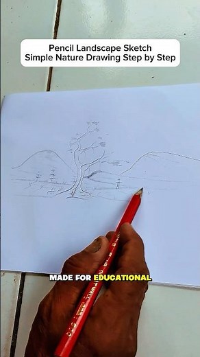 Pencil Landscape Sketch | Simple Nature Drawing Step by Step