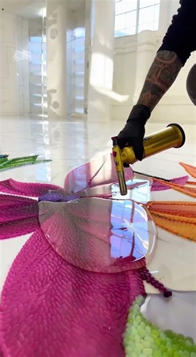 A Luxurious Floor Transformation:Purple Marble-Effect Epoxy Coating 😍 From Concrete to a Royal Foyer