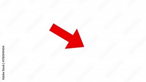 Looping bouncing arrow animation. red arrow pointer white screen isolated transparent 4k video. Animated arrows for the overlay video layer. 3d arrow directional. Circle marker Hand drawing effect, Stock Video