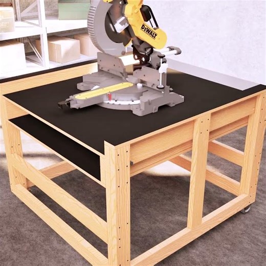 Flip-Top Workbench for Small Shops, Miter Saw Station #fliptopbench #workbench #mitersaw #woodwork