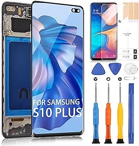 for Samsung Galaxy S10 Plus Screen Replacement for Samsung s10+ LCD Display G975F G975U G975W 6.4" Touch Screen Digitizer Full Assembly with Frame (Black Without Fingerprint Function)