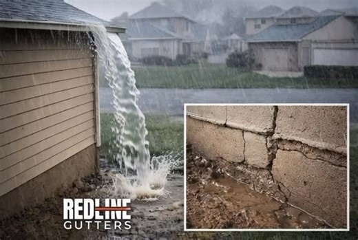 Redline Gutters on Instagram: "Water damage doesn’t start in your foundation — it starts at your roof. When rainwater pours straight off a home without gutters, it soaks the soil around the foundation. Over time, that leads to erosion, cracking, settling, and costly structural damage. 💧 Foundation repairs can cost $10,000–$50,000+ 🏠 A properly installed seamless gutter system costs a fraction of that Seamless gutters control water runoff, protect your foundation, and help preserve your home’s