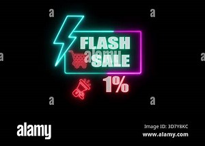 glowing neon sign with sale inscription