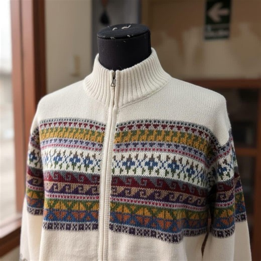 Alpaca Sweater Zip Neck – Peruvian Fair Isle Wool Sweater, Handcrafted Andean Knit, Warm Winter Pullover - Etsy