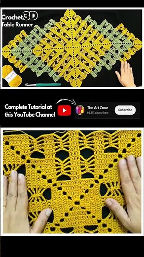 Complete Tutorial on this Channel | Crochet 3D table Runner #crochet #diy #crochettutorials