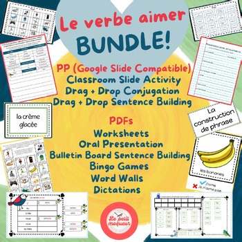 AIMER Bundle | Présent de l'indicatif | Slides | Worksheets | Drag and Drop |