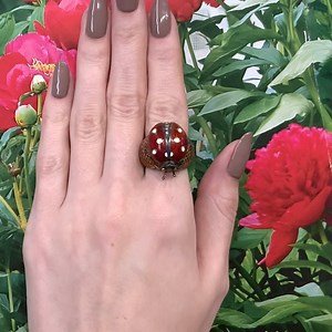 Ladybug Luck! This vintage enamelled gold ladybug  ring is waiting...