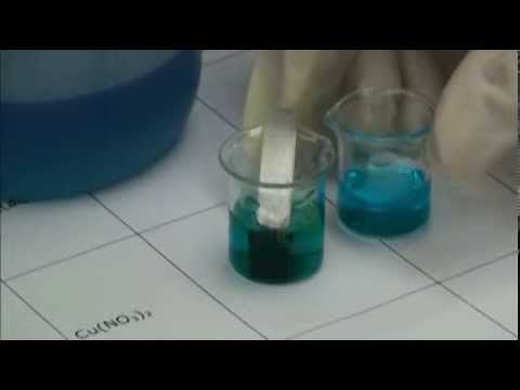 Zinc strip in copper nitrate solution