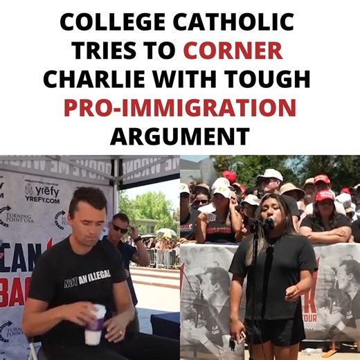 College Catholic Tries to Corner Charlie With Tough Pro-Immigration Argument Subscribe to The Charlie Kirk Show: http://apple.co/2VCxGsh Join Charlie Kirk Exclusive today: https://members.charliekirk.com | Charlie Kirk