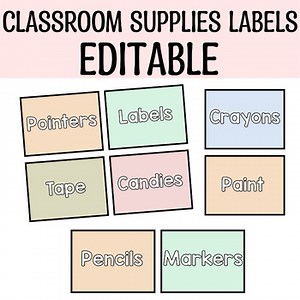 Printable Calm Colors Classroom Supplies Labels, Classroom Supplies Labels