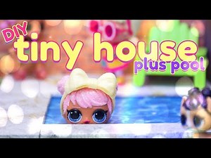 DIY - How to Make: Mini Doll Tiny House with Pool and Free Printables