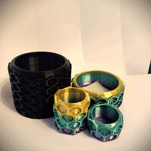 Modern set Desk Organizer, 4 parts, geometric shapes