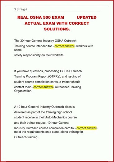 Real Osha 500 Exam Updated Actual Exam With Correct Solution video