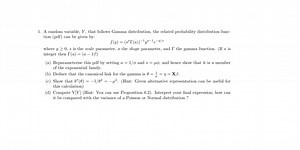 A random variable, Y, that follows Gamma distribution, the rela... | Filo