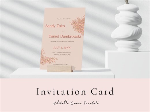 Cherry Blossom Wedding Invitation Template | Editable Canva Invite | Sakura Floral Elegant Spring Wedding Invitation Suite - Etsy