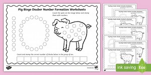 Pig Bingo Dauber Number Formation Worksheets