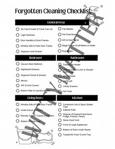Forgotten Cleaning Checklist | Printable Home Cleaning Guide | Deep Cleaning List | Printable & Notion Template | Digital Download - Etsy