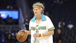 Will Ferrell dons uniform from 'Semi-Pro' to warm up with Golden State Warriors