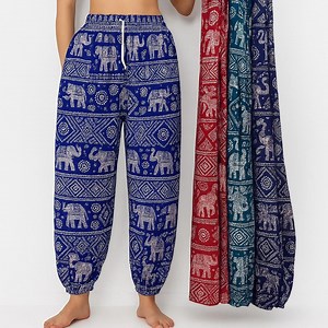 Elephant Print Harem Pants Bohemian – Unisex Thai Style - Freesize - Etsy UK