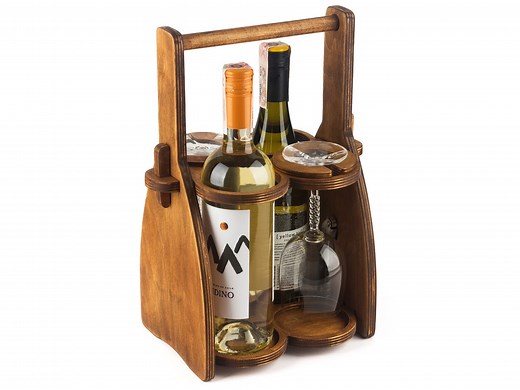 Handcrafted Wooden Wine & Beer Caddy: Portable 4-pack Carrier, Glass Tray Holder, Wine Storage Stand, Drink Holder – Mother's Day Gift - Etsy