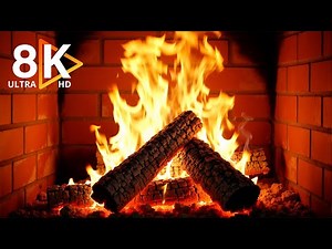 Relaxing Fire Sounds - The BEST Burning Fireplace with Crackling Fire Noise (3 HOURS) Fireplace 8K