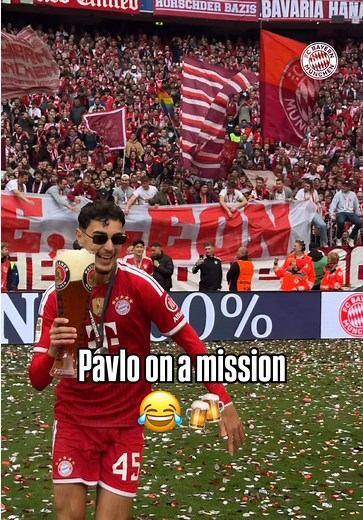 𝙉𝙤 𝙚𝙨𝙘𝙖𝙥𝙚 𝙛𝙧𝙤𝙢 𝙗𝙚𝙚𝙧 𝙩𝙧𝙖𝙙𝙞𝙩𝙞𝙤𝙣. 😂🍻 #FCBayern #Pavlovic #Bischof #MiaSanMia