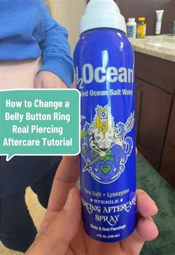 Here’s exactly how I changed my belly ring today without irritation or redness: 1️⃣ Spray the area   jewelry with H2Ocean 2️⃣ Let it sit a few seconds 3️⃣ Insert the new ring (WAY easier with the spray) 4️⃣ Spray again before tightening the ball It doesn’t sting, it’s sterile, and it makes the whole process less stressful. If changing your jewelry usually makes your piercing mad, try this.