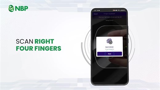 Your Bank is Now in Your Pocket! Register for NBP Digital App Today! Empowering Pakistan with seamless, secure digital banking. Registration is simple! Here’s your quick 9-step quick guide: 1. Download the App 2. Tap "Register here" & Confirm 3. Accept Terms 4. Enter CNIC and IBAN 5. (Optional) Referral Code 6. Verify via OTP 7. Complete Biometric Scan (Left & Right 4 fingers) 8. Enter Email & Email OTP 9. Create User ID & Password Success! Download the NBP Digital App now and get instant access