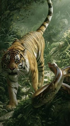 Gaint Python vs Tiger 🐅🐍 | Realistic Jungle Ambush You Won’t Believe! | #Shorts