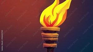 torch flame, champion fire, illuminated torch with golden flames symbolizing victory and peace, olympic games concept, footage, 4k footage, videos, video clip, slow motion, video wallpaper, animation