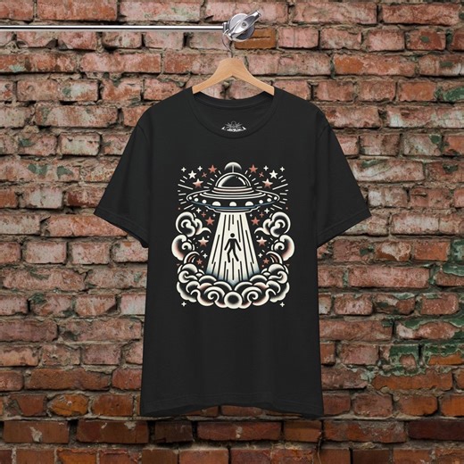 UFO Alien Abduction Shirt American Traditional Tattoo Art Tee Sci-fi Fashion UFO Lovers Retro Space Gift T-shirt Multiple Colors - Etsy