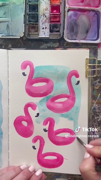 Flamingo Floaties Sketchbook Spread: A Summer Art Guide