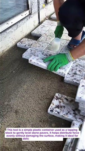 Perfect Outdoor Stone Installation Technique | Leveling Pavers Using a DIY Tapping Block Tool