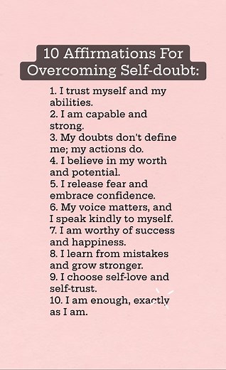 10 Affirmations For Overcoming Self-doubt: Follow us for inspiration and guidance! 💕 🌟💪🙏 #selfdiscovery #love #family #empowerment #healingjourney #personalgrowth #returntopower #relationshiptips | Aguwanyi Super