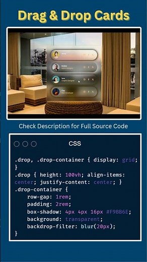 Drag & Drop Cards with JavaScript 🔥 | SortableJS UI Animation | HTML CSS JS #shorts