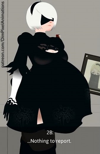 2B (Nier Automata) "Cargo Delivery" Pregnancy Walk Cycle Animation #shorts